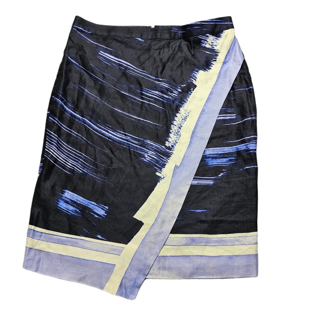 Banana Republic Brushstroke Crossover Pencil Skirt Womens 6 Multi Lined Back Zip